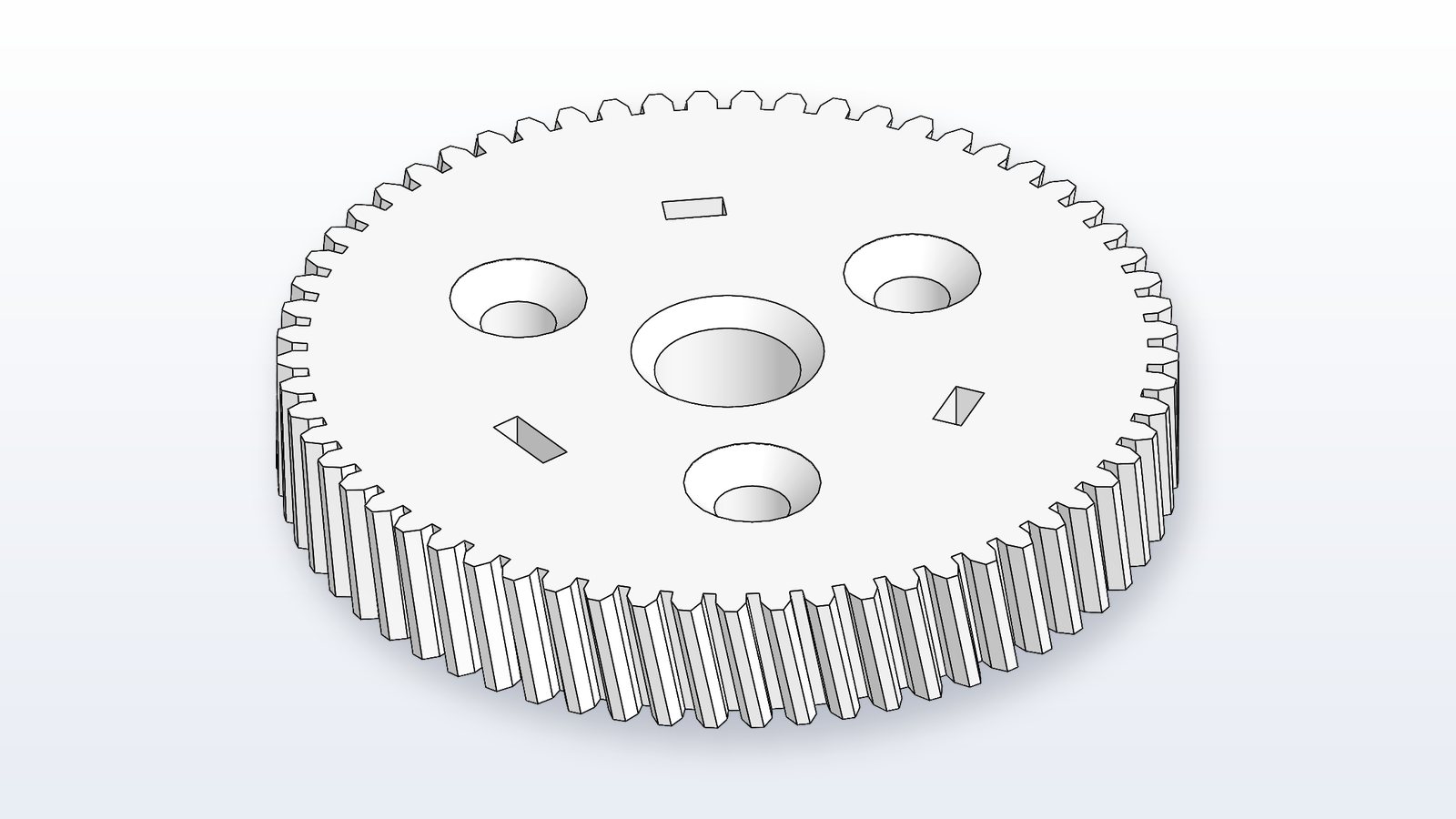 Replacement helical gear CAD model — face view