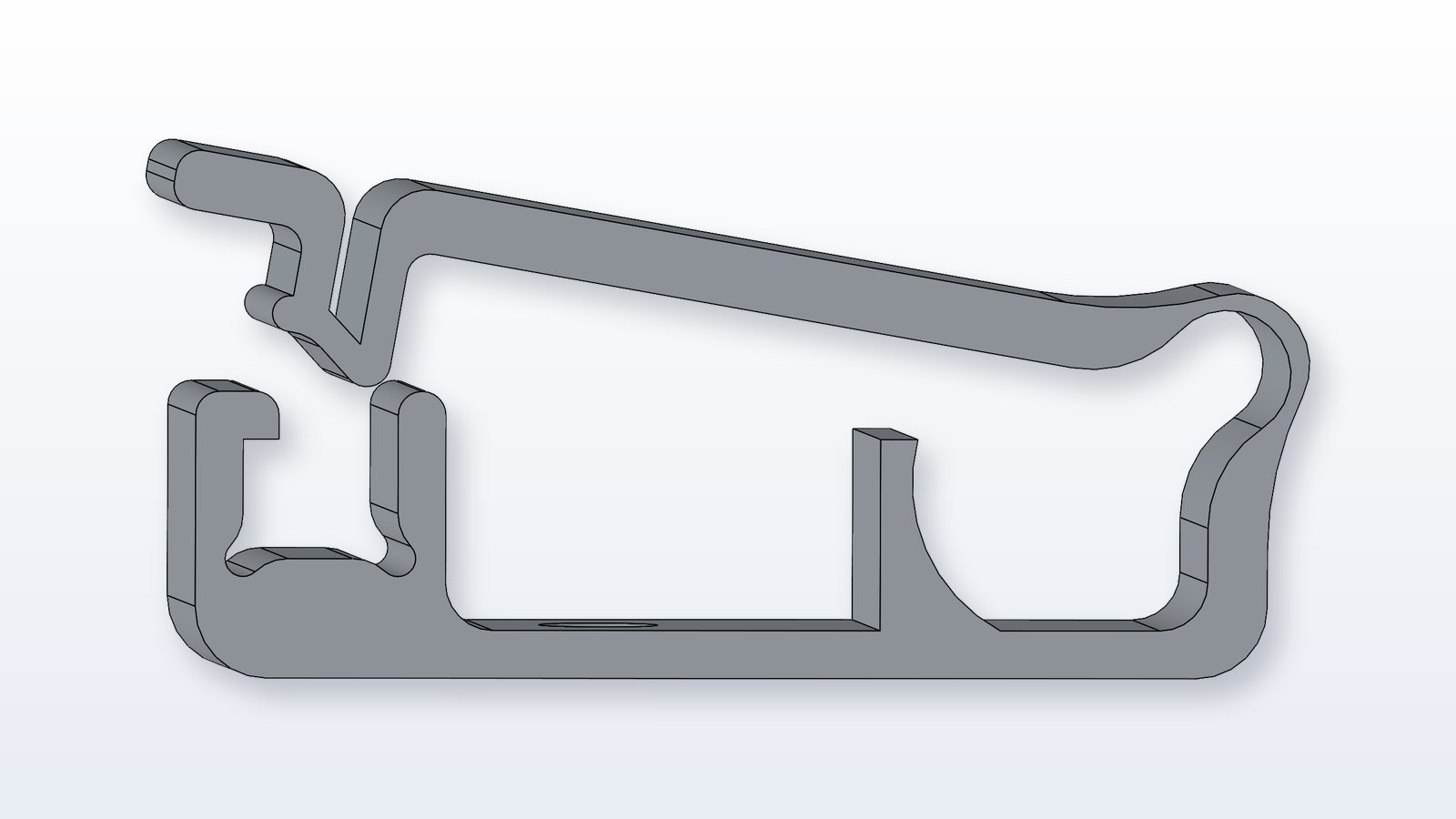 Snap-in cable clip CAD model — profile view