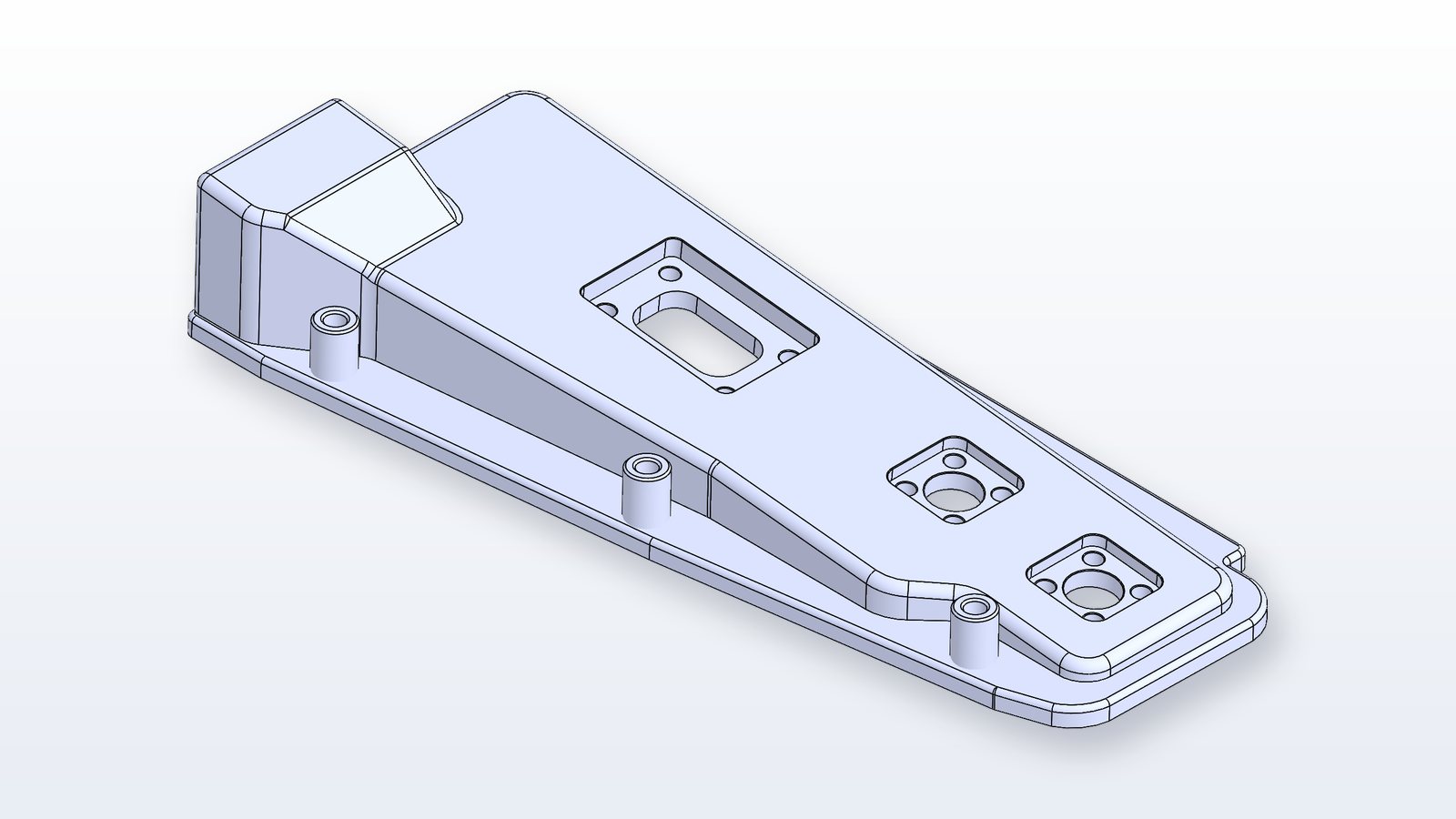 Modified BMW E36 DME cover CAD model — angled view