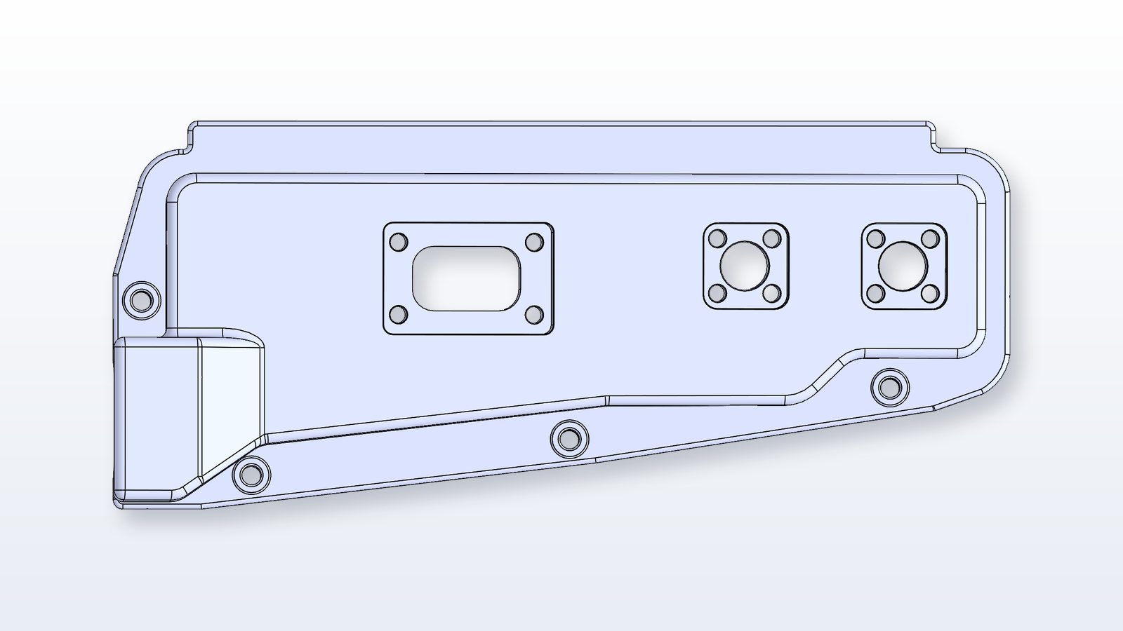 Modified BMW E36 DME cover CAD model — top view