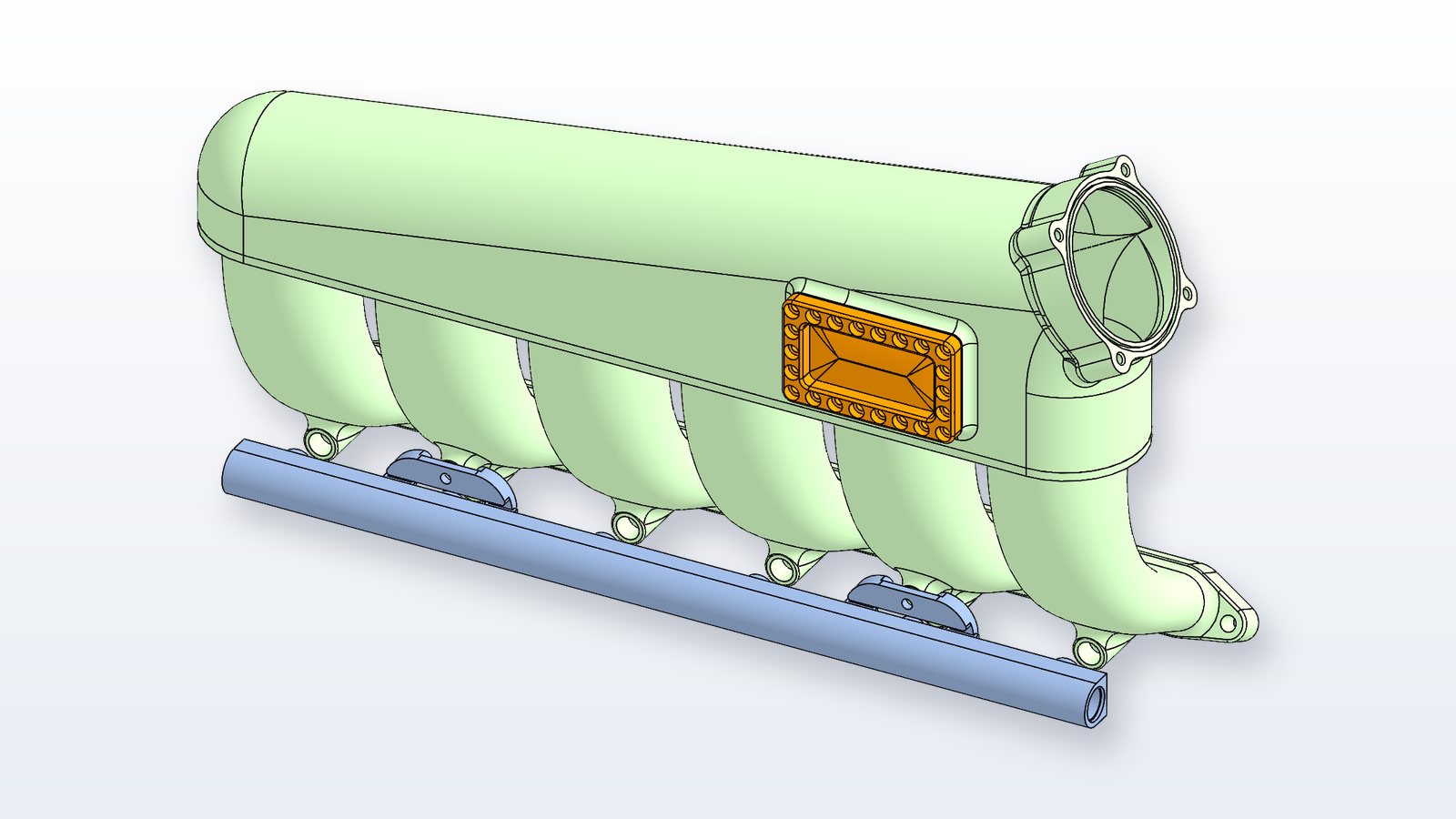 Intake manifold with fuel rail and throttle-body flange