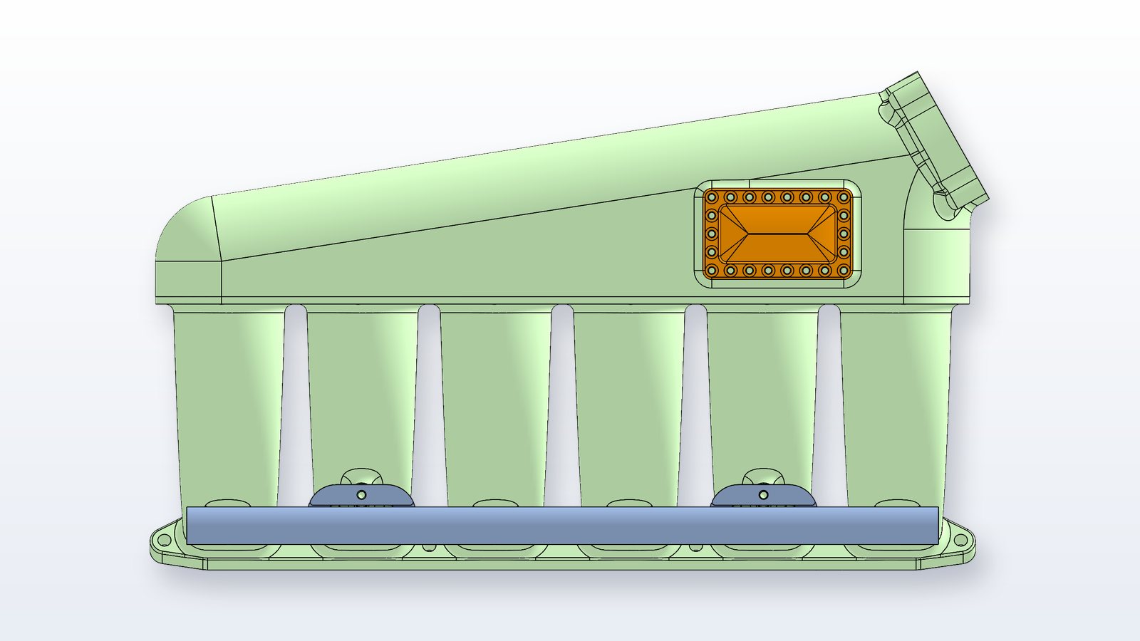 Intake manifold CAD model — side view
