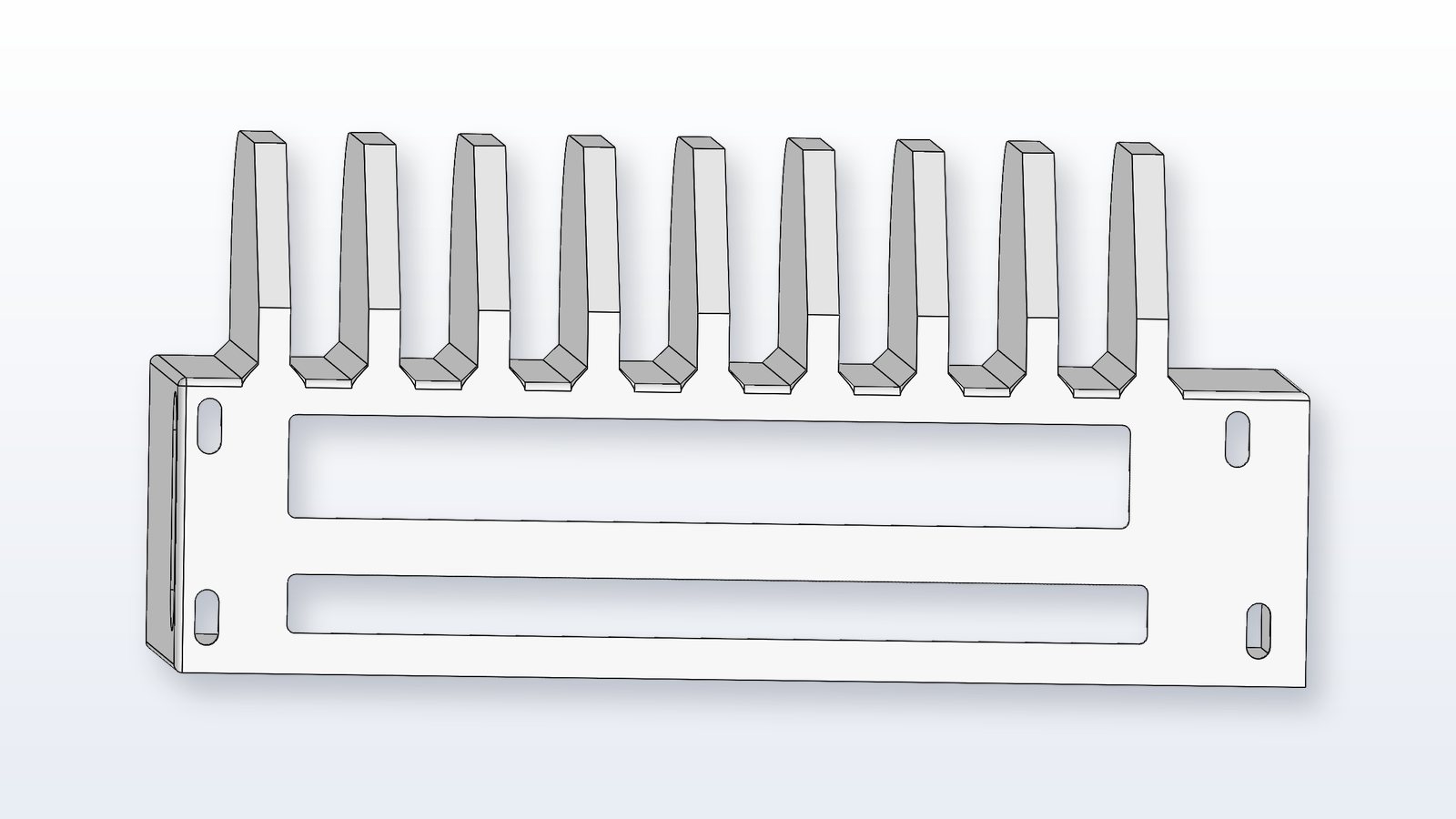 Custom phone mount bracket CAD model — front view