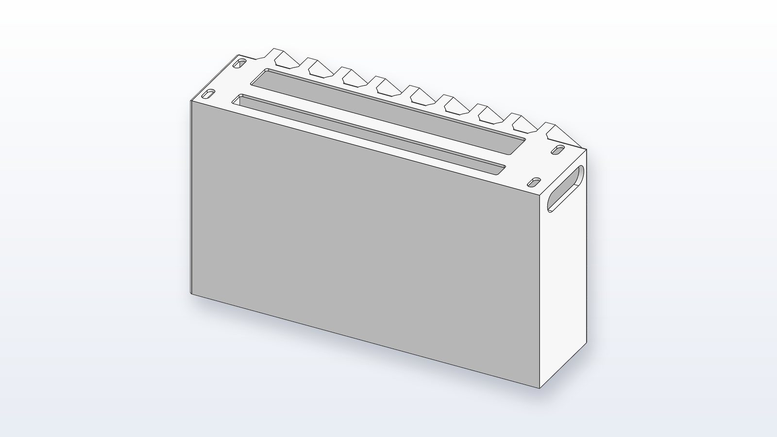 Custom phone mount bracket CAD model — angled view