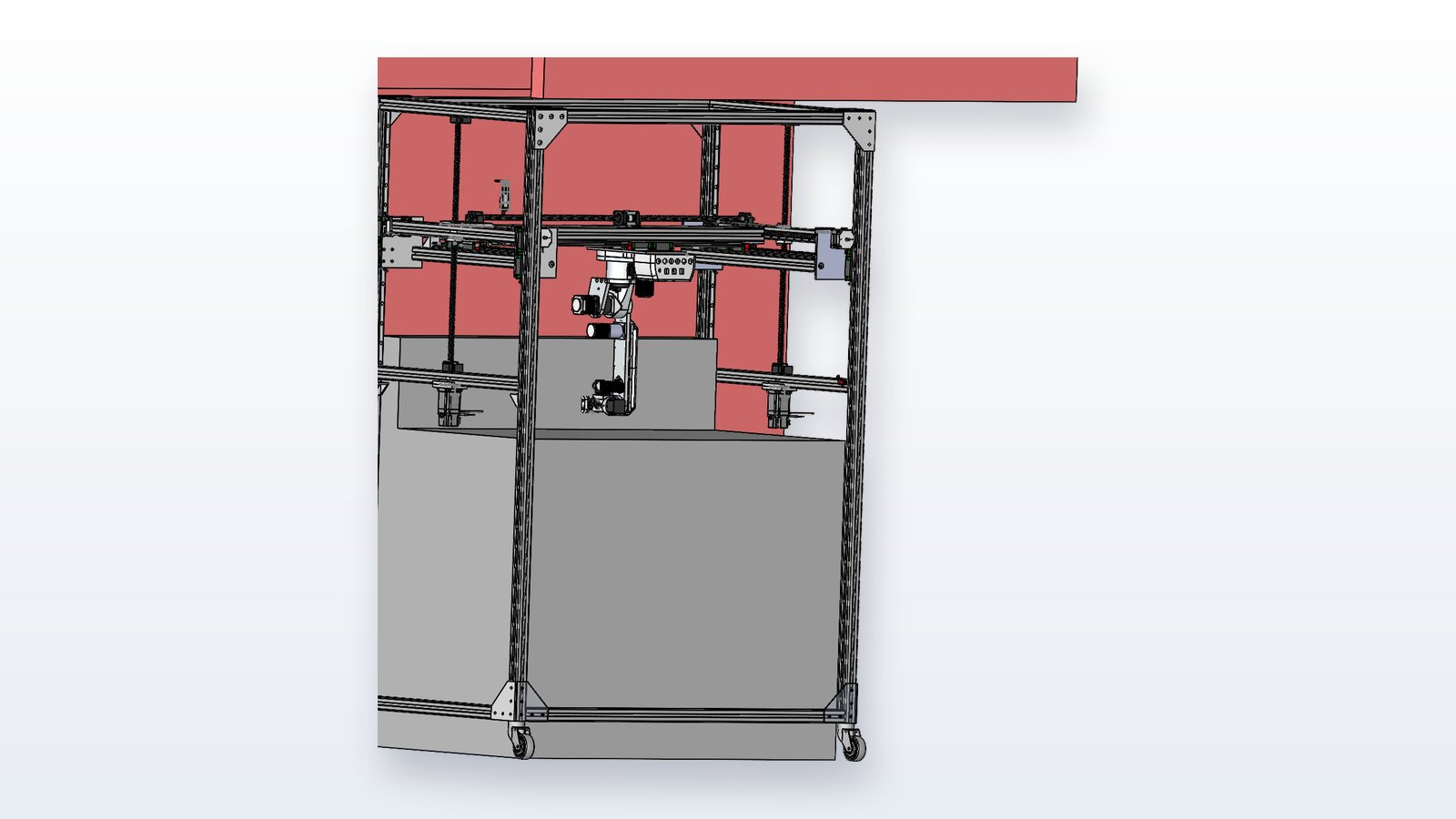 Gantry frame with the AR4 robot arm on its travel rack