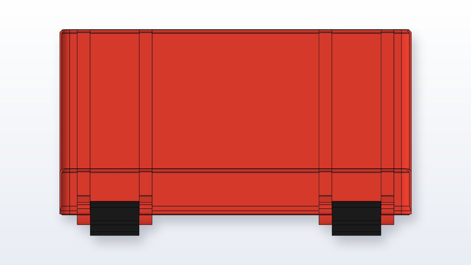 Parametric rugged box — side view showing the latches