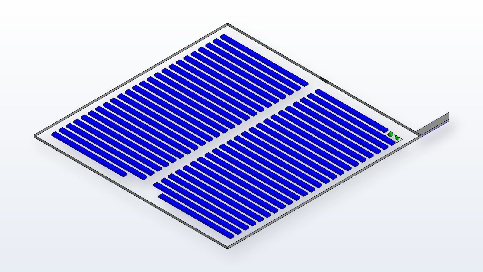 Solar farm parcel with 48 panel rows inside the perimeter fence